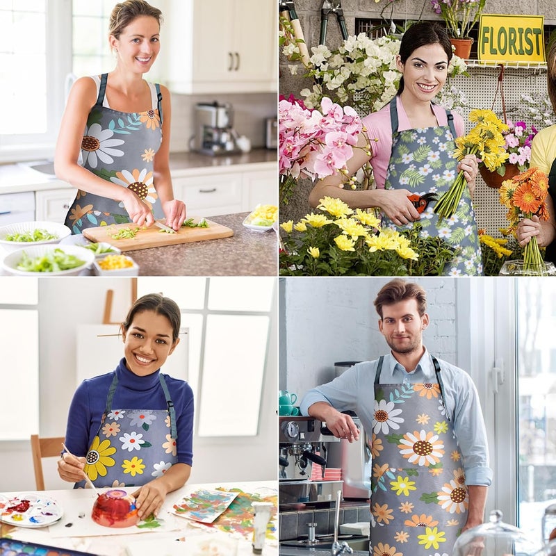 IHFAIO Apron for Women with Pockets, Adjustable Waterproof Floral Chef Aprons for Kitchen, Gardening, Cooking, BBQ or Baking - Image 5